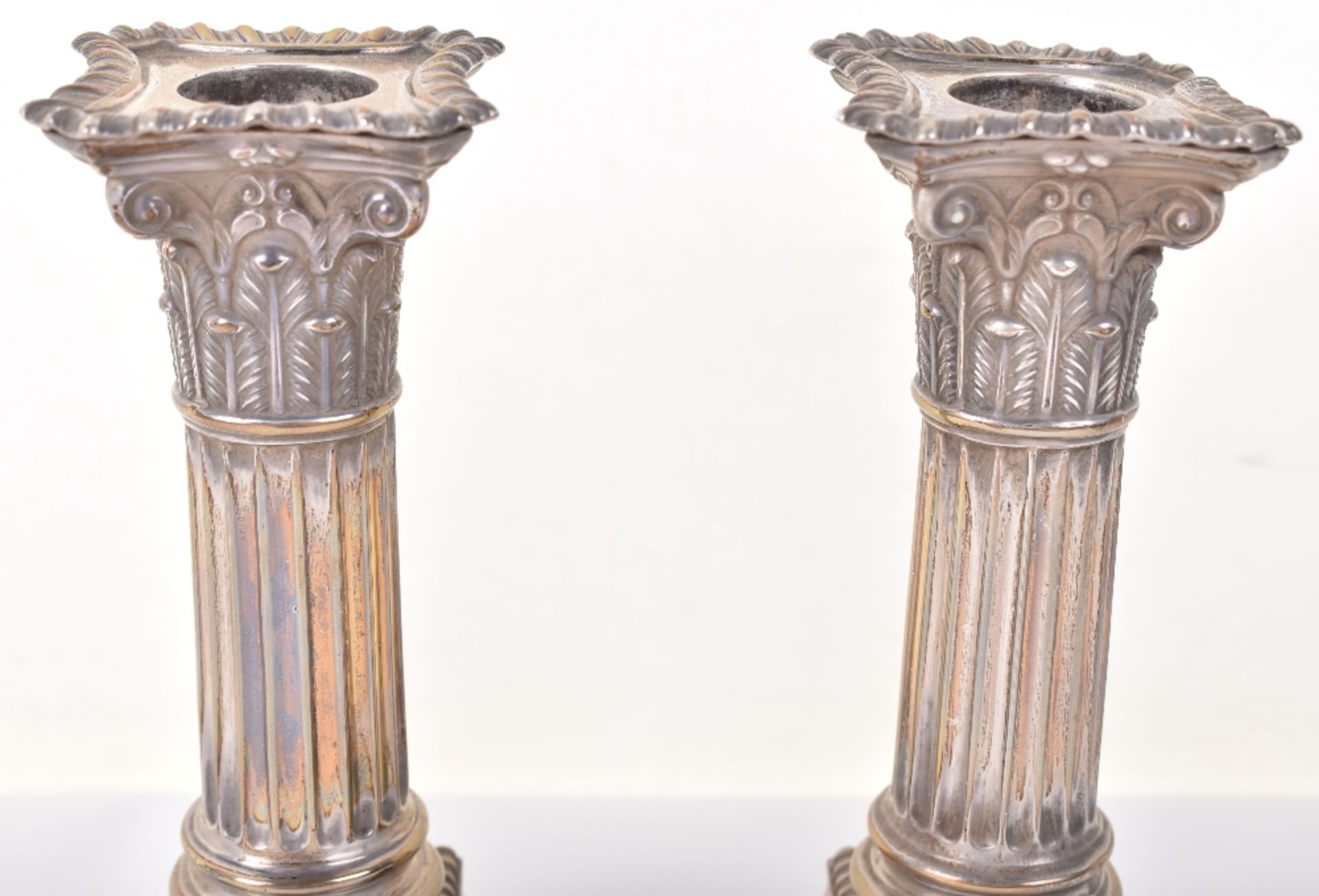 A pair of Victorian silver squat candlesticks, Hawksworth, Eyre & Co, Sheffield 1896 - Image 4 of 7