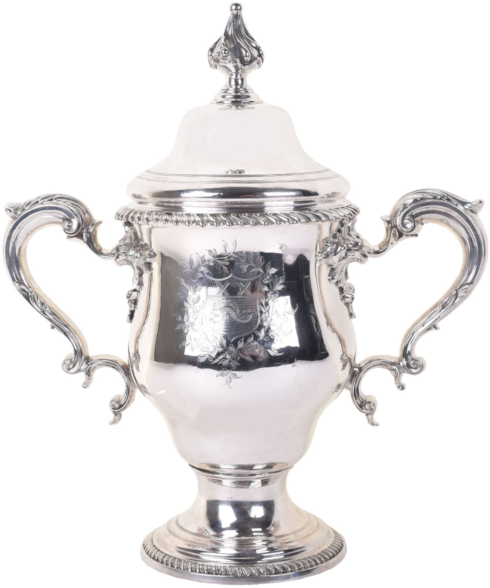 A superb George III silver trophy cup and cover, Whipham & Wright 1764