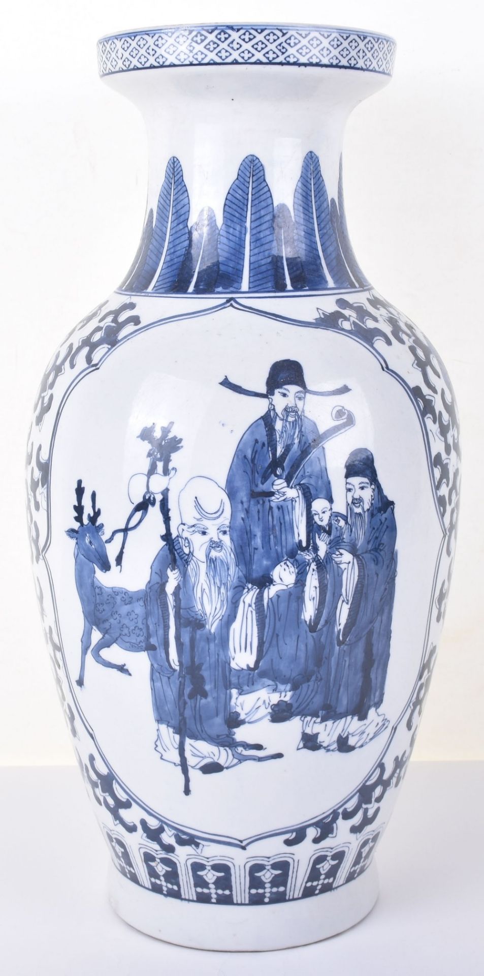 A large 19th century Chinese blue and white baluster vase