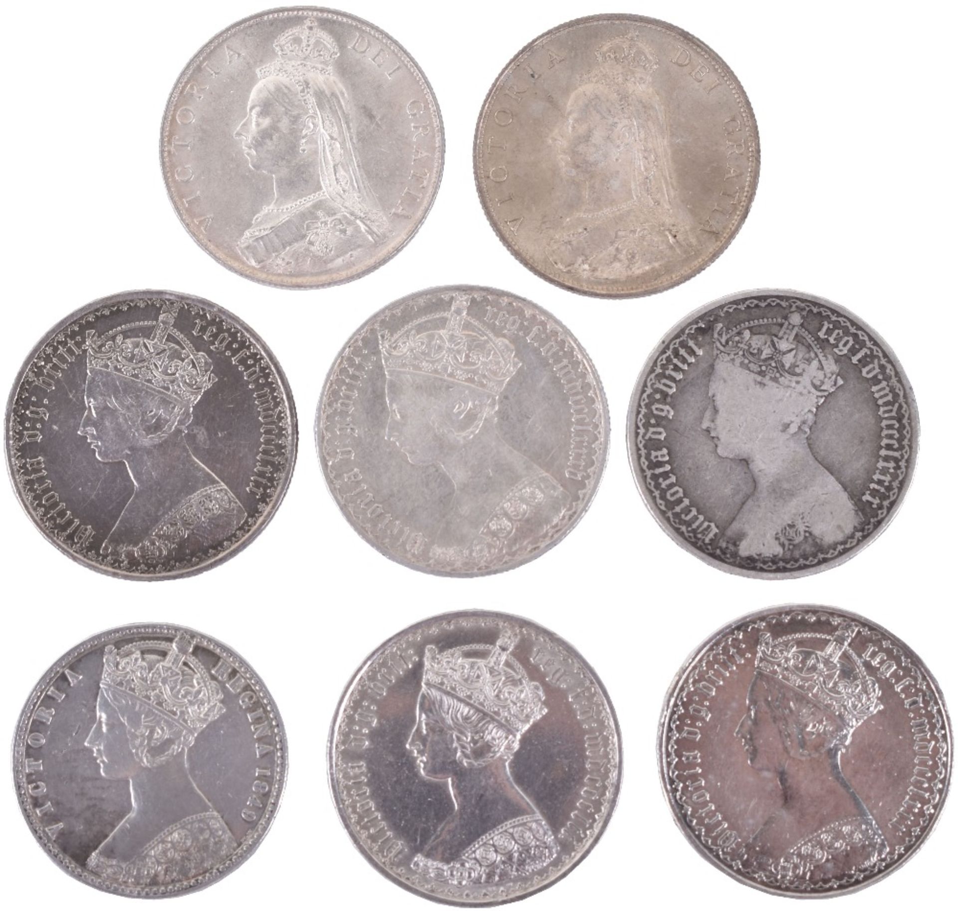 Victoria Florins, 1887 and 1888, Godless 1849, Gothic type 1852, 1869, 1879, 1880, 1885