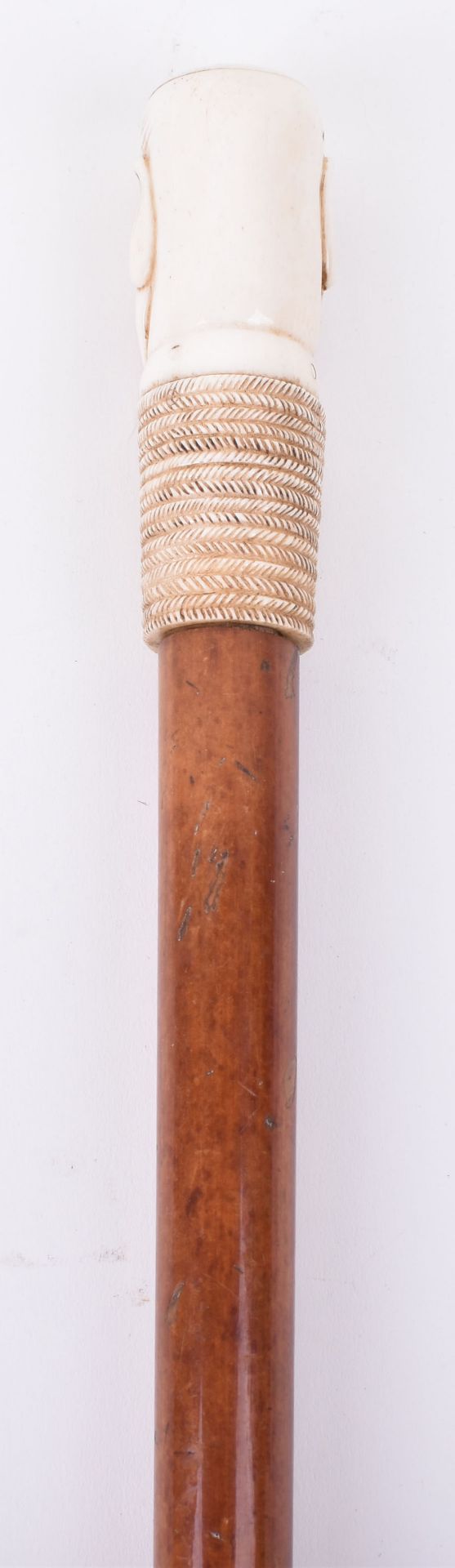 ^An early 20th century Japanese Okimono walking stick with carved ivory head - Image 10 of 10