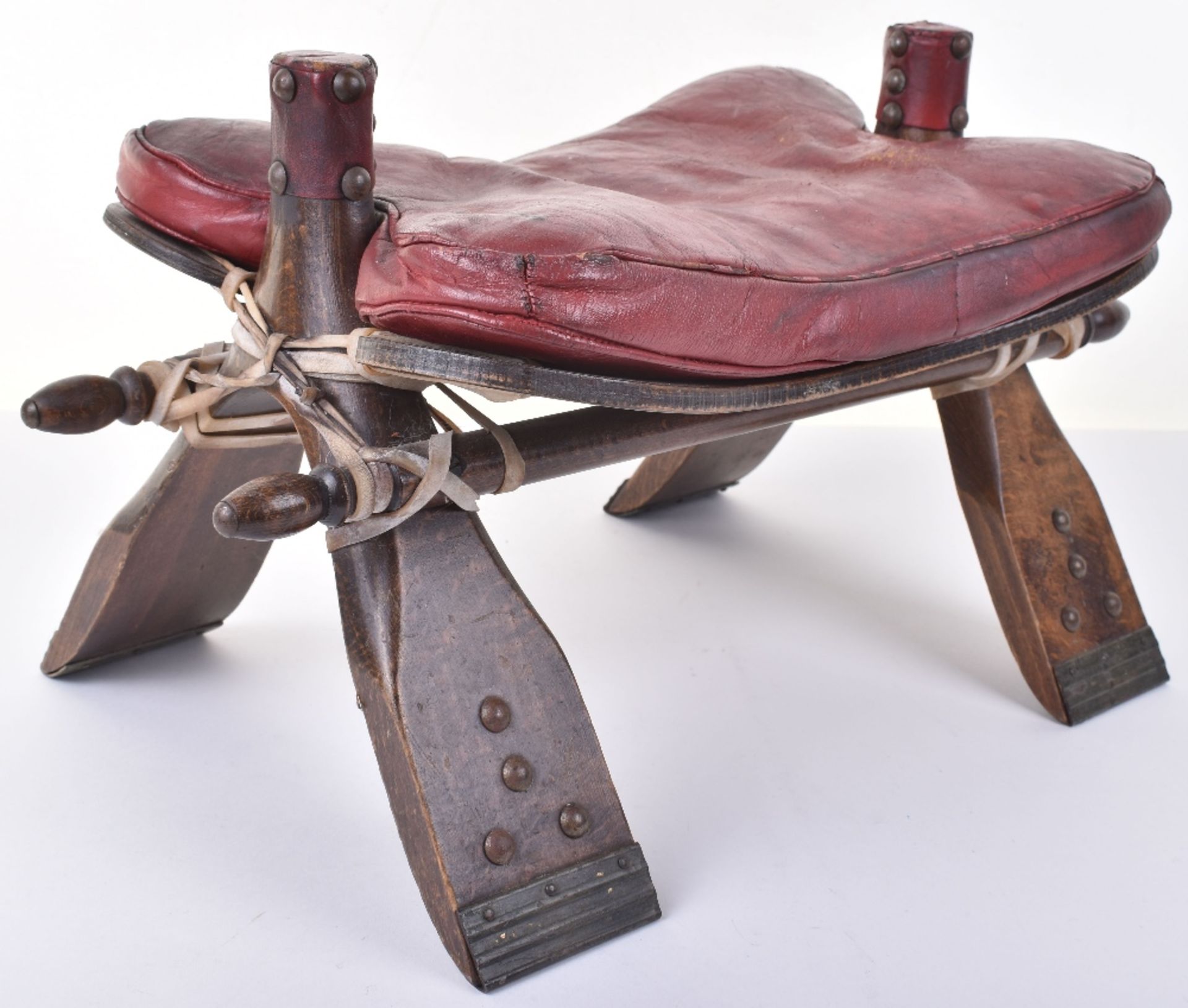 An early 20th century camel seat, leather seat and stud work - Image 2 of 5