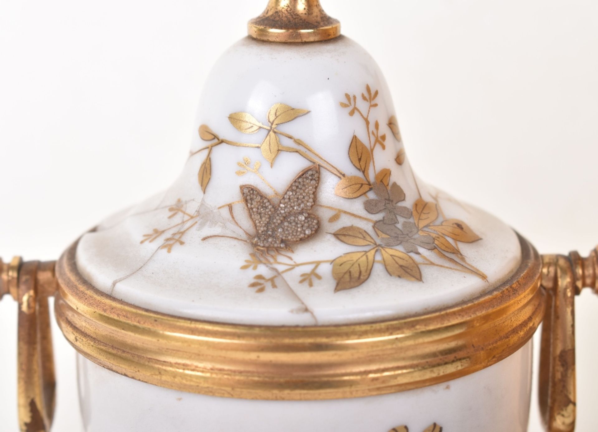 A 19th century French ormulo and porcelain clock garniture, by Japy Freres Paris - Image 14 of 16