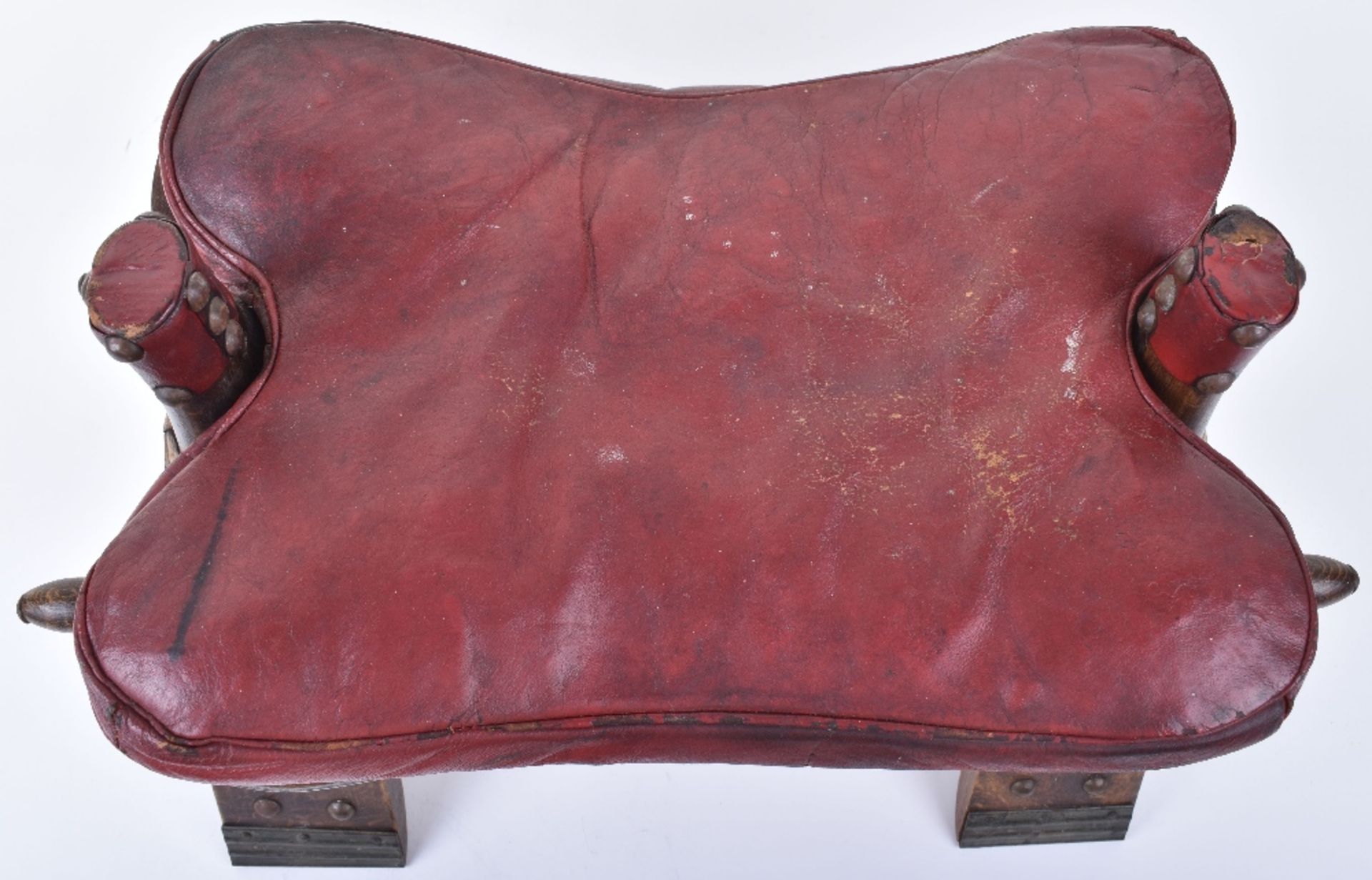 An early 20th century camel seat, leather seat and stud work - Image 4 of 5