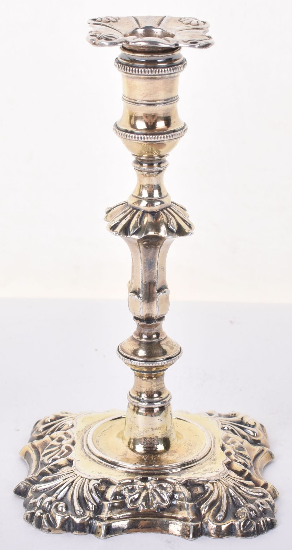 A George III silver gilt taperstick, Dorothy Mills 1762