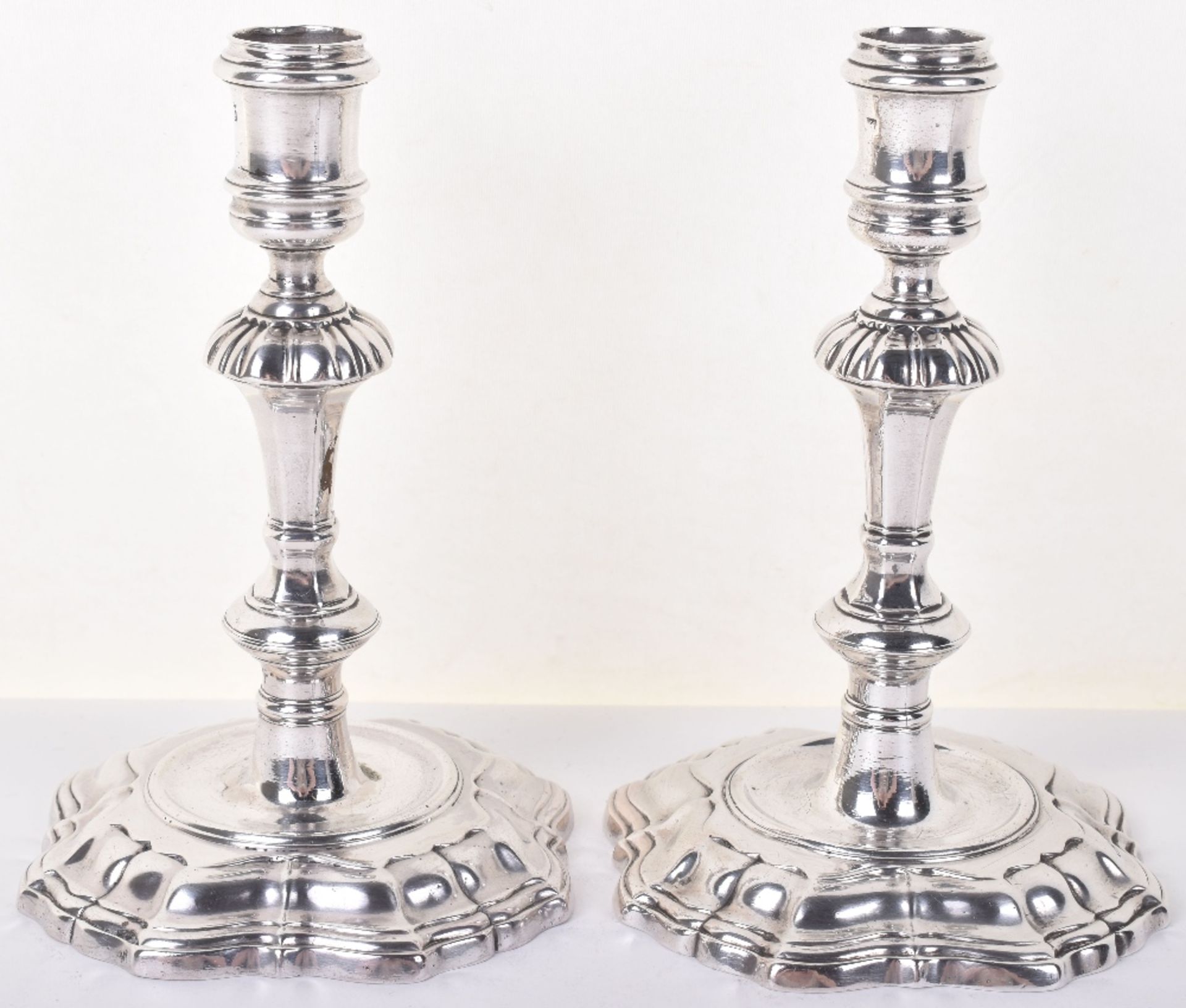 A pair of George II silver candlesticks, George Wickes, London 1735 - Image 3 of 13