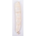 ^A 19th century Japanese carved ivory match stick holder the form of a bean