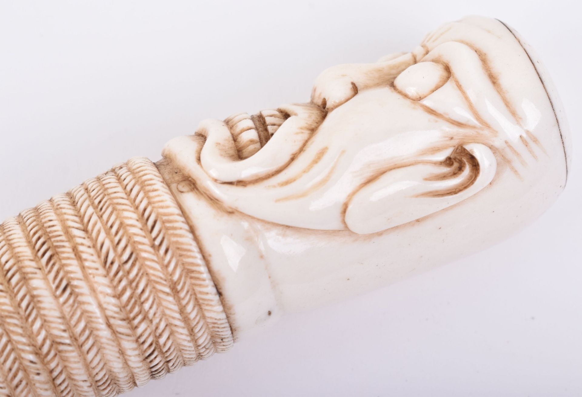 ^An early 20th century Japanese Okimono walking stick with carved ivory head - Image 4 of 10