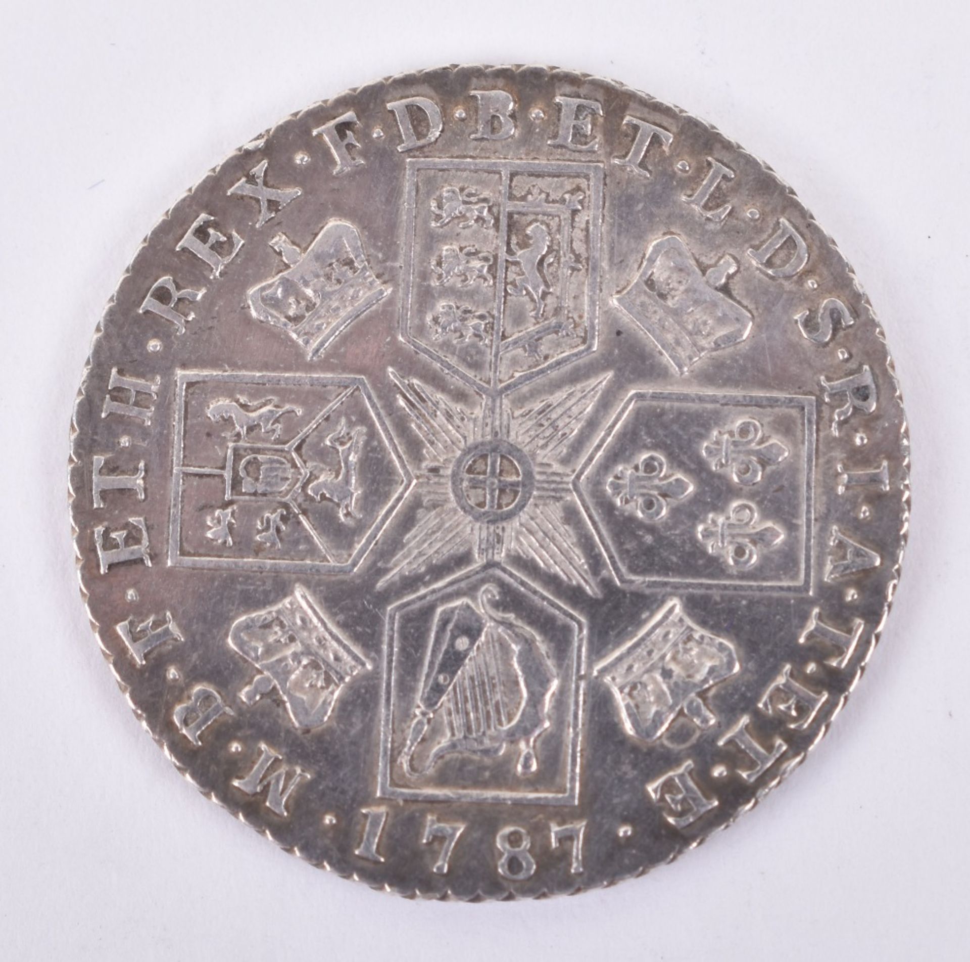 George III, Shilling 1787 WITHOUT HEARTS - Image 2 of 2