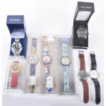 Four Swatch wristwatches, a Tissot wristwatch, a Louis Pion wristwatch and two cased Sekonda wristwa