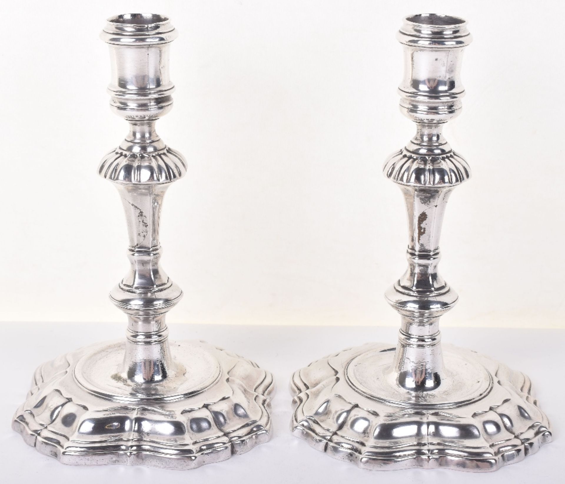 A pair of George II silver candlesticks, George Wickes, London 1735 - Image 2 of 13