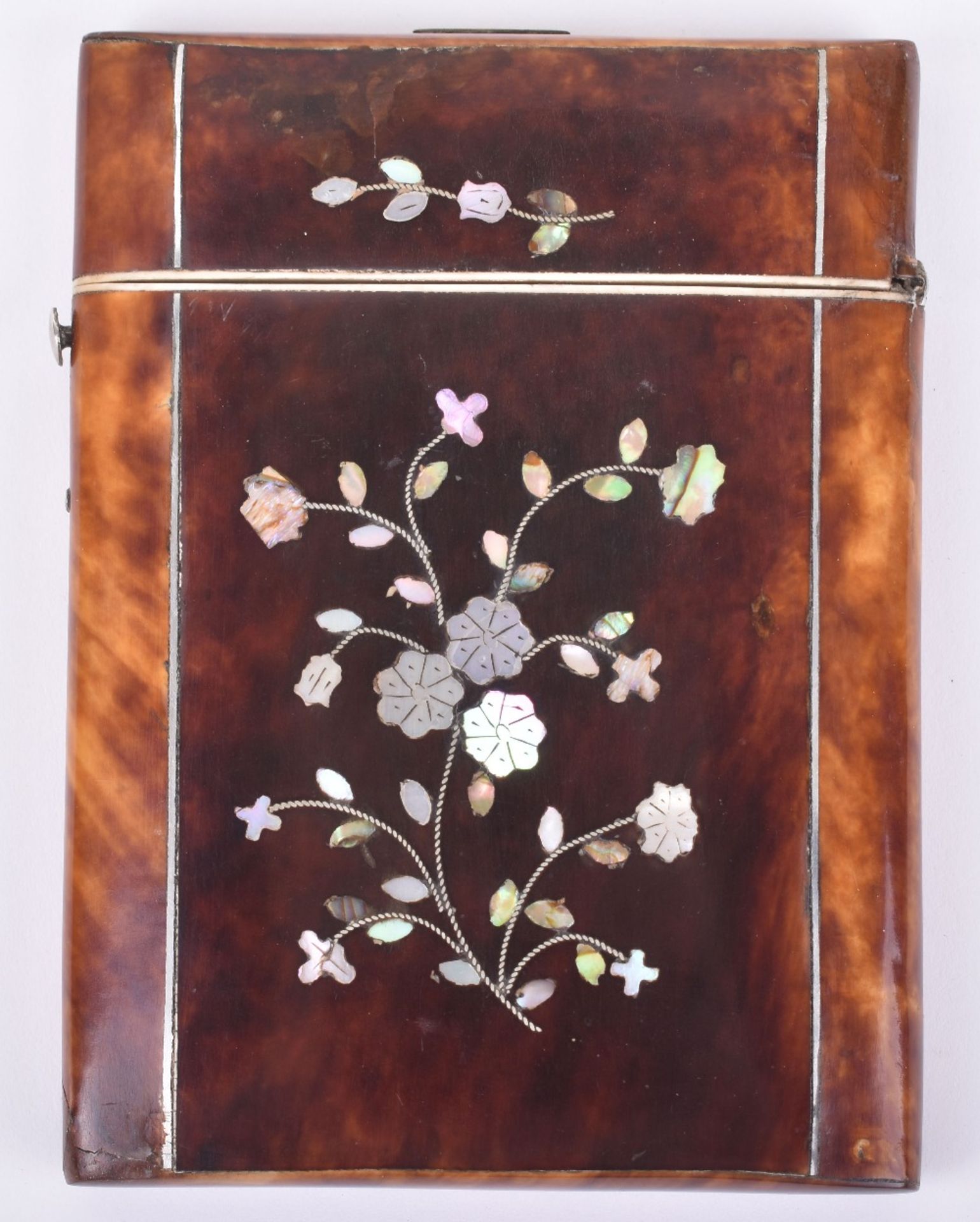 ^A Victorian tortoiseshell and mother of pearl card case - Image 2 of 6