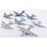 Seven Unboxed Playworn Dinky Toys Aircraft