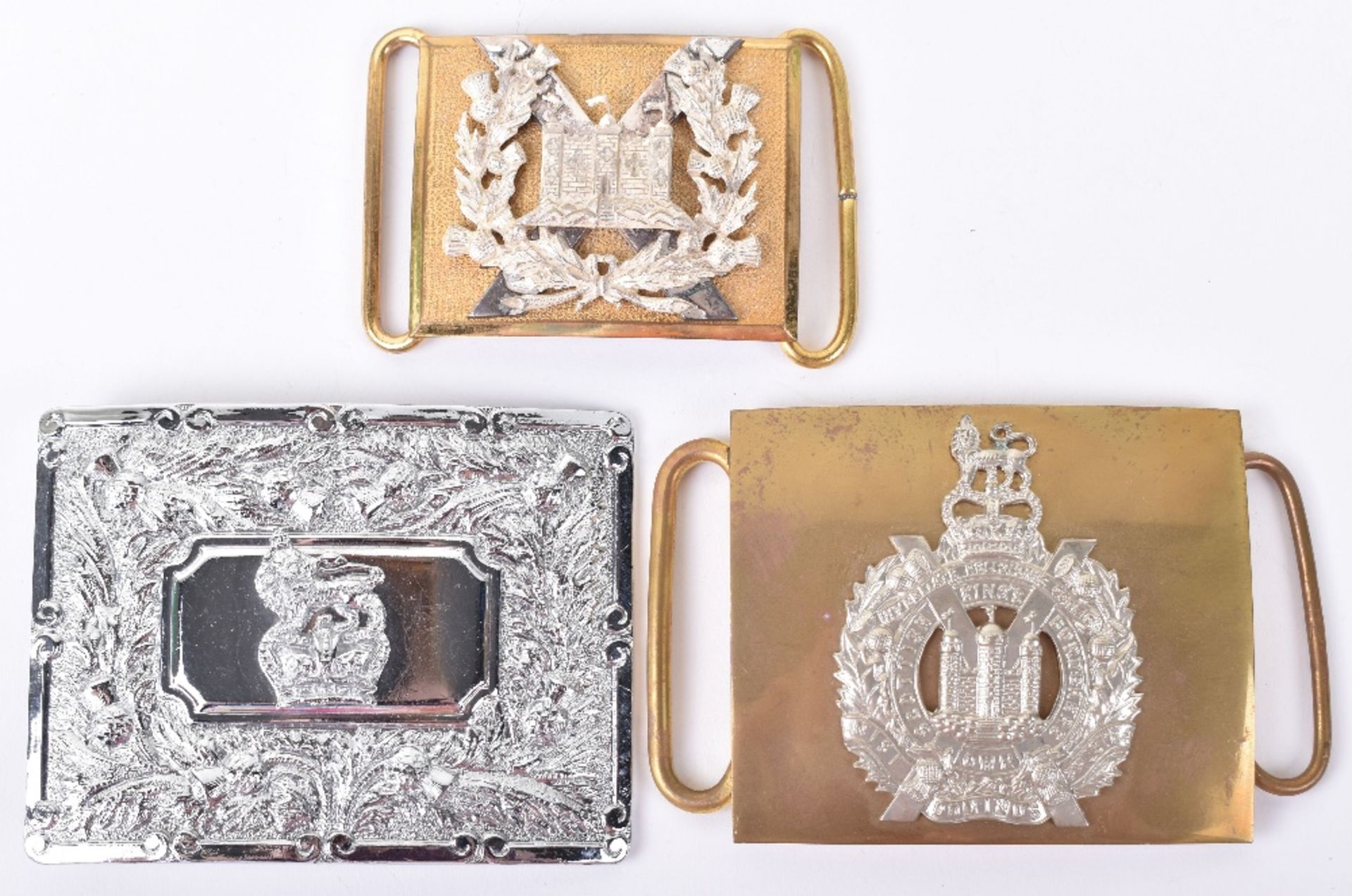 3x Kings Own Scottish Borderers Waist Belt Plates