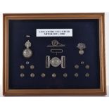 Framed Display of Badges and Insignia of the Lancashire Volunteer Artillery