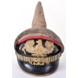 WW1 German Prussian Officers Pickelhaube with Original Trench Cover