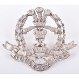 Silver Middlesex Regiment Officers Cap Badge