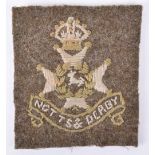 Great War Notts & Derby Regiment Cloth Formation Sign