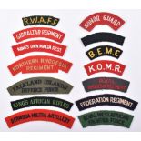 Selection of Cloth Shoulder Titles of Colonial Regiments