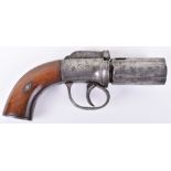 6 Shot 120 Bore Self Cocking Percussion Pepperbox Revolver