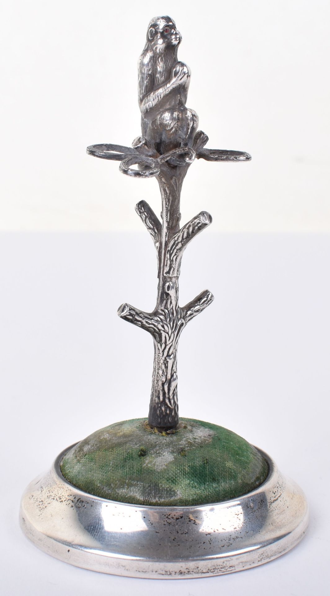 A rare early 20th century silver pin cushion and ring tree, Arthur Johnson Smith, Chester 1909