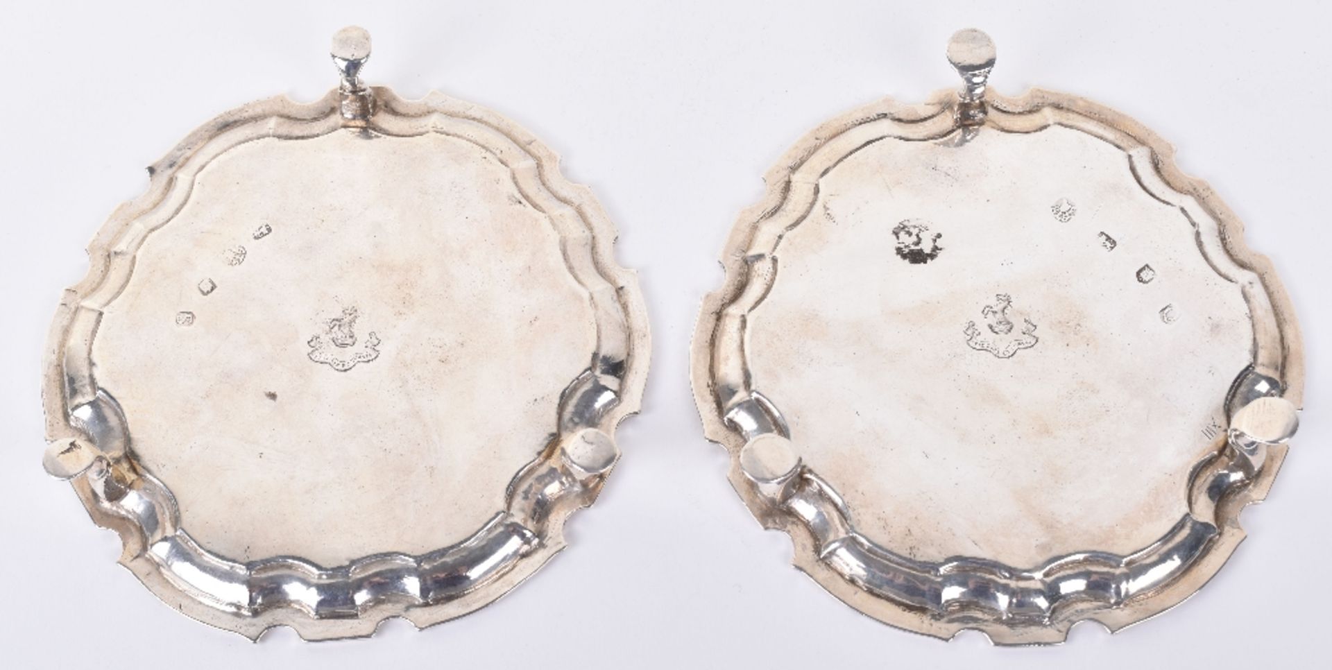 A matched pair of George III silver salvers, by John Tuite, London 1811 and 1813 - Image 5 of 7