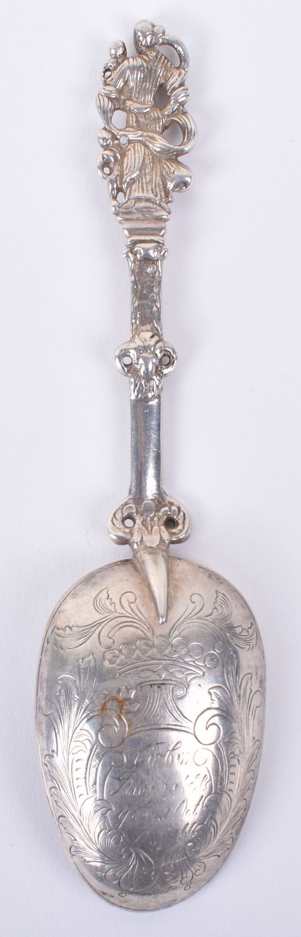 An 18th century Dutch silver spoon, marked 1766 - Image 4 of 7