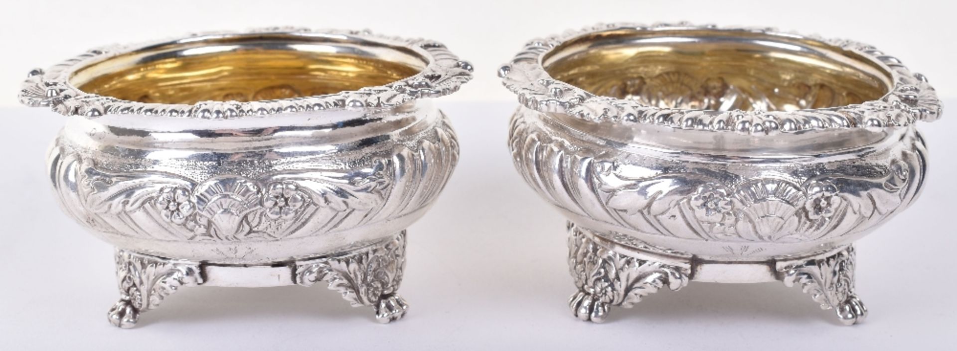 A matched pair of Georgian silver salt cellars, by Paul Storr, London 1817/1826