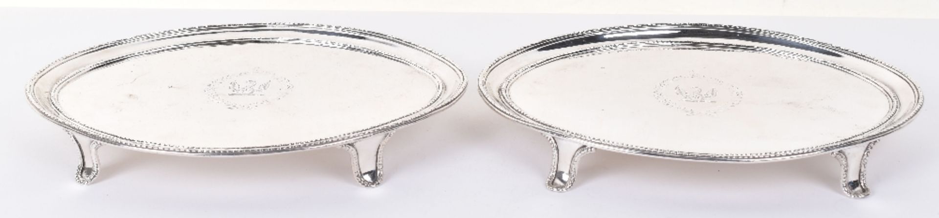 A pair of George III silver salvers, by Thomas Chawner, London 1784 - Image 4 of 6