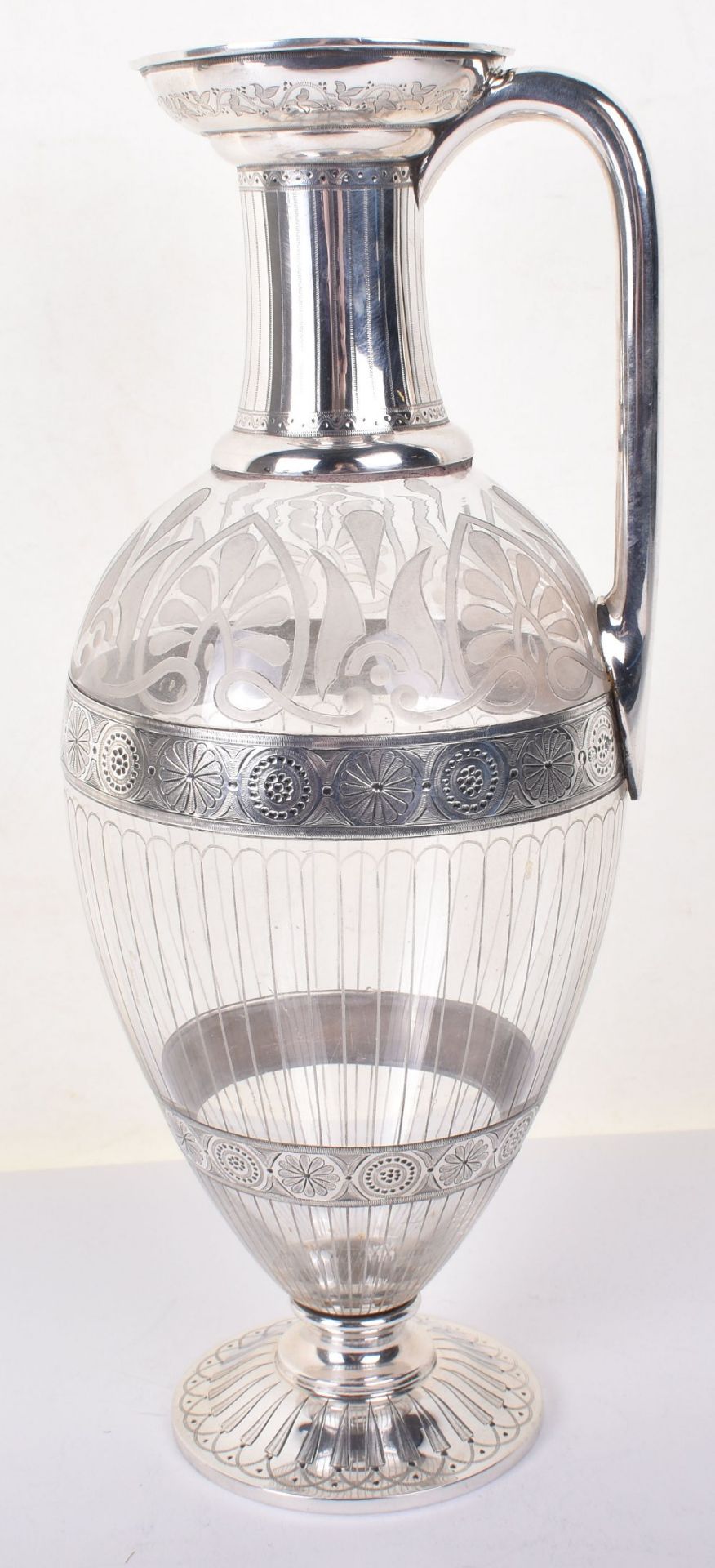 A Victorian silver and glass claret jug, by Barnard Bros, London 1874 - Image 2 of 8
