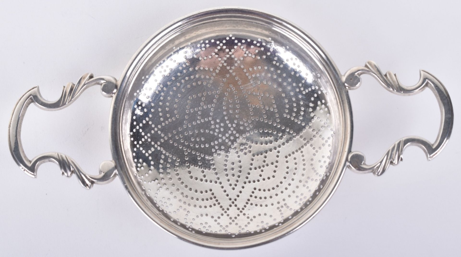 A George II silver lemon strainer, by William Bond, London 1756 - Image 3 of 5