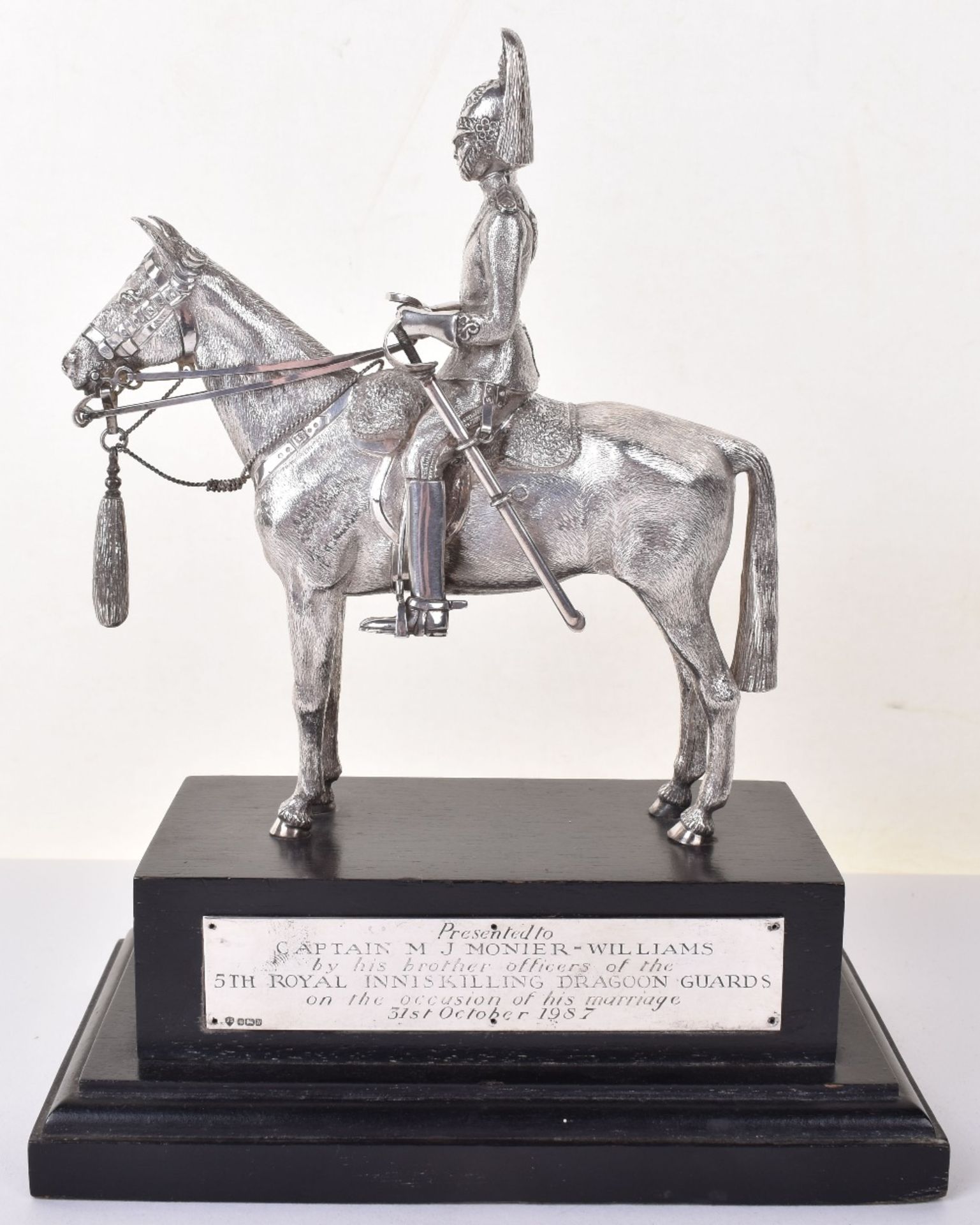 A 20th century silver model of a Royal Dragoon Guard, London 1986