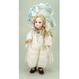 Beautiful size 7, early Portrait Jumeau bisque head Bebe doll, French circa 1880,
