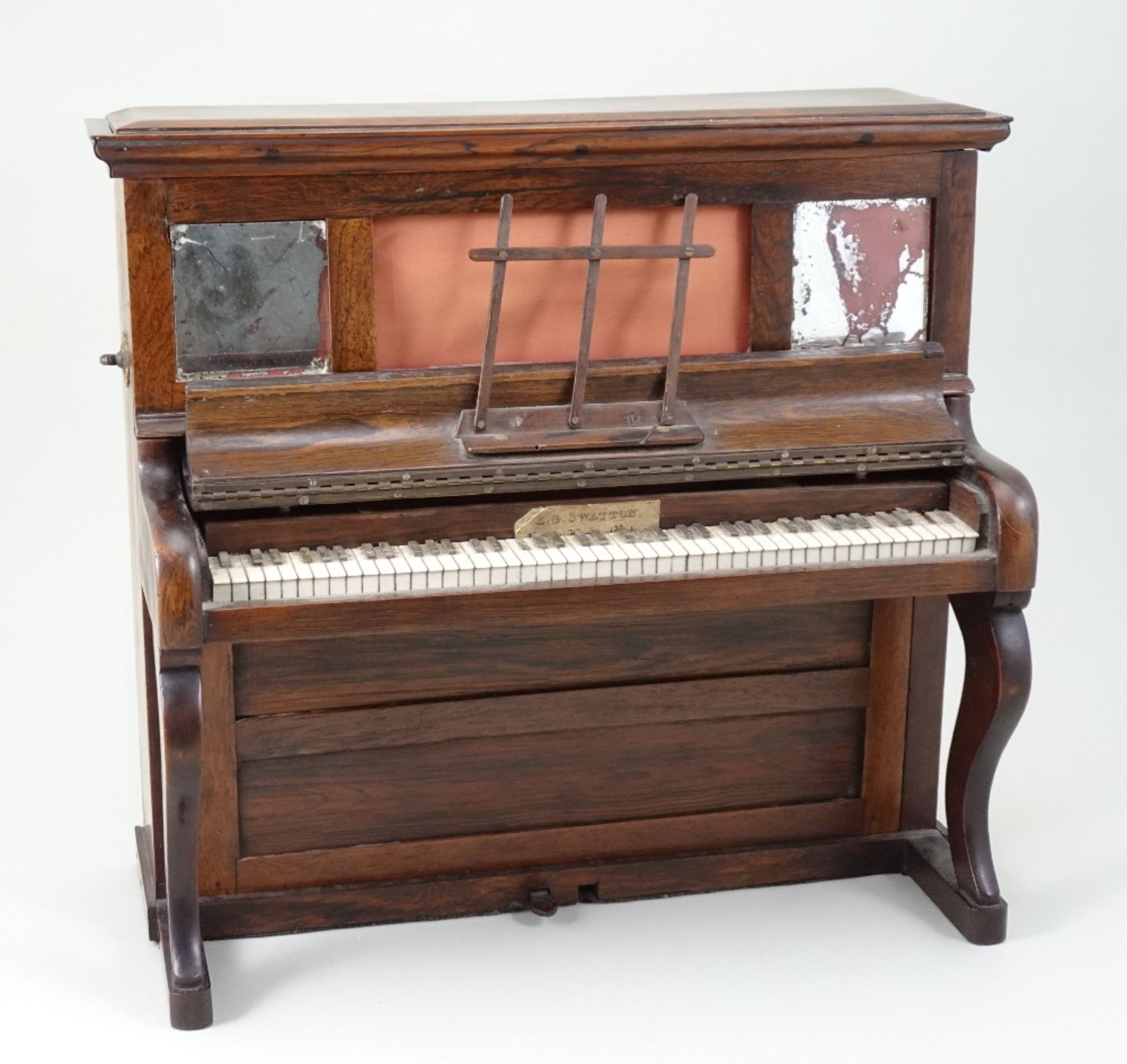 An unusual wooden upright piano sewing box or Necessaire, English 19th century, - Image 2 of 7