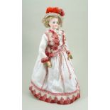 Beautiful F.G bisque shoulder head fashion doll, French circa 1870,