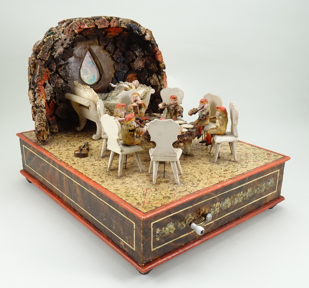 Extremely rare Zinner & Sohn Snow White and the seven dwarfs mechanical music automata, German circa - Image 2 of 2