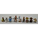 Set of miniature Beatrix Potter cold painted bronze figures,