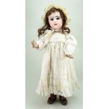 Tete Jumeau bisque head Bebe doll, size 10, French circa 1890,