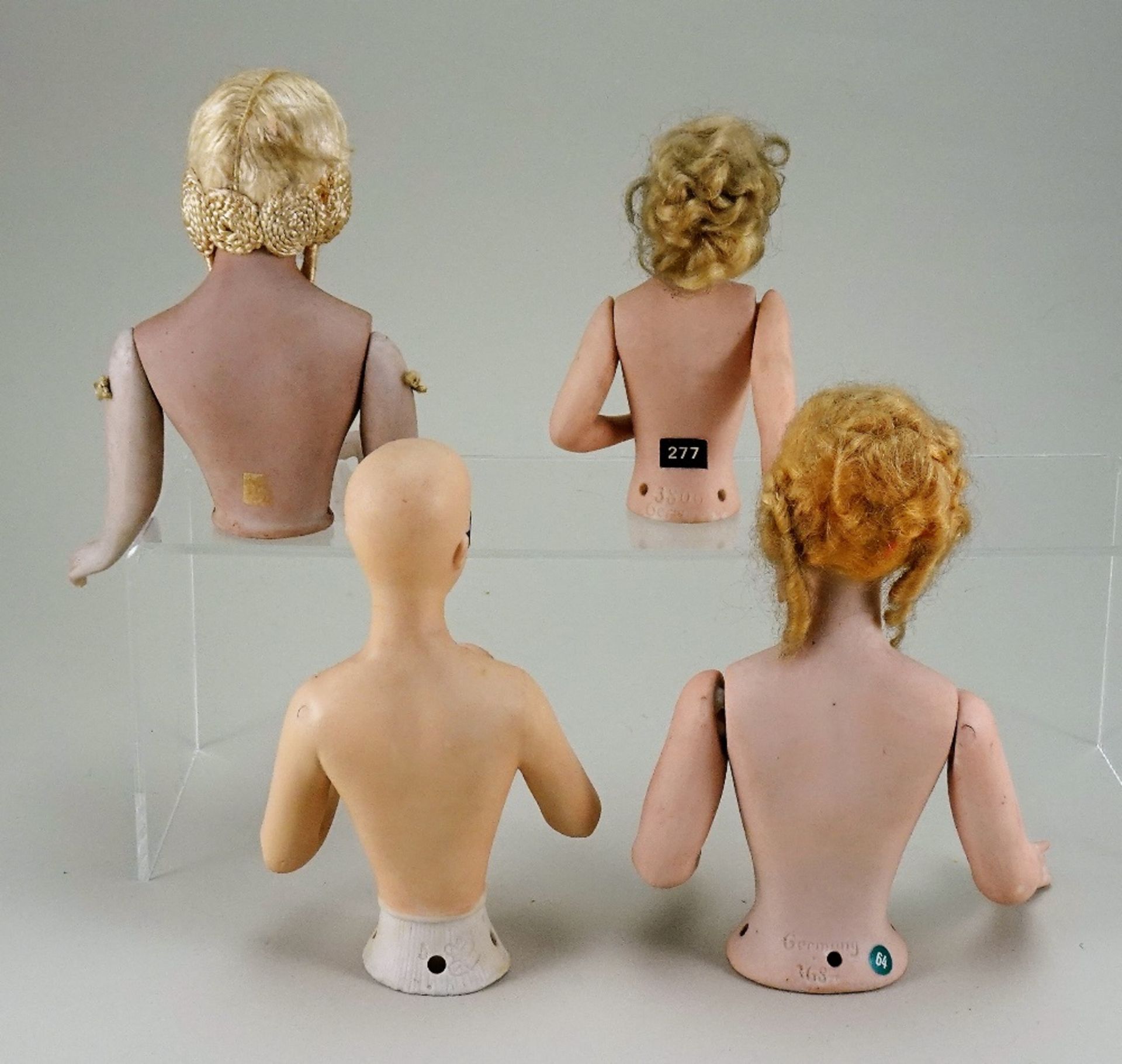 Four larger size bisque nude half-dolls, - Image 2 of 2