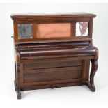 An unusual wooden upright piano sewing box or Necessaire, English 19th century,