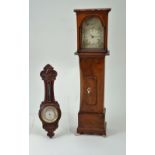 Miniature wooden Longcase Clock Watch holder and Barometer,