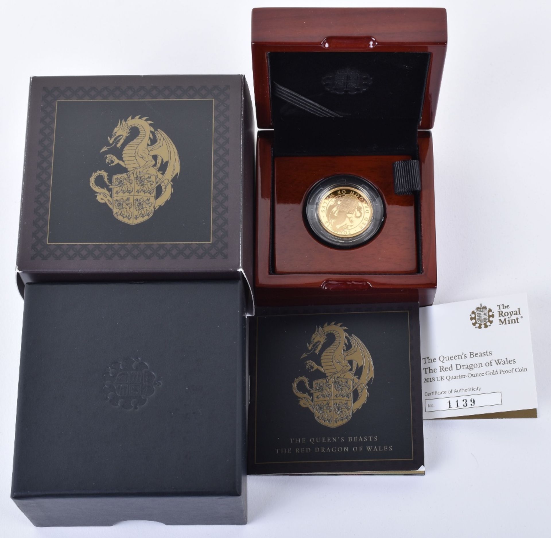 The Queen’s Beasts, The Red Dragon of Wales, .999 fine gold, 2017 Proof Coin