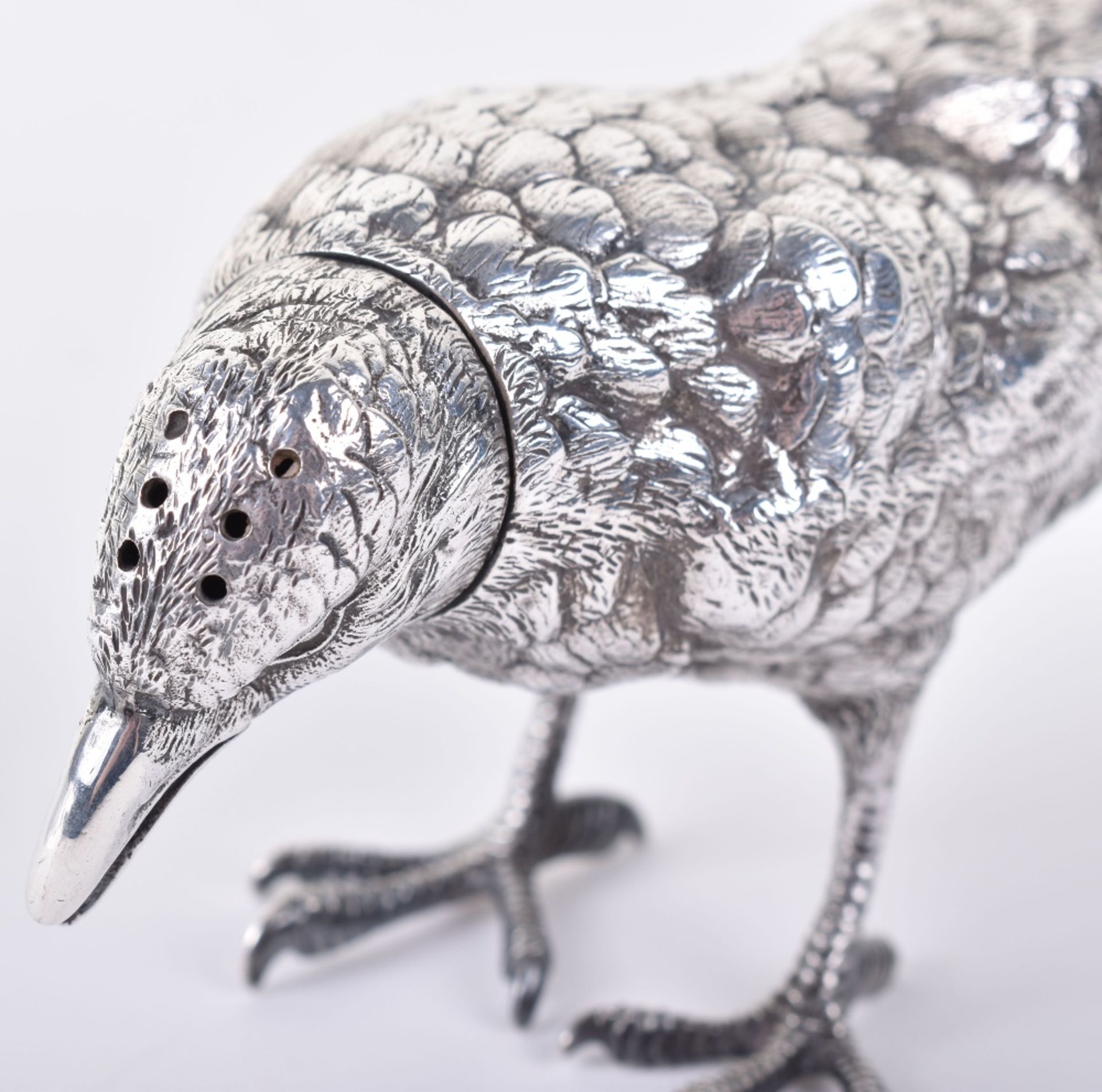 A silver magpie pepperette/spice pot, 1975 - Image 5 of 6