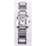 A ladies Cartier steel Tank wristwatch