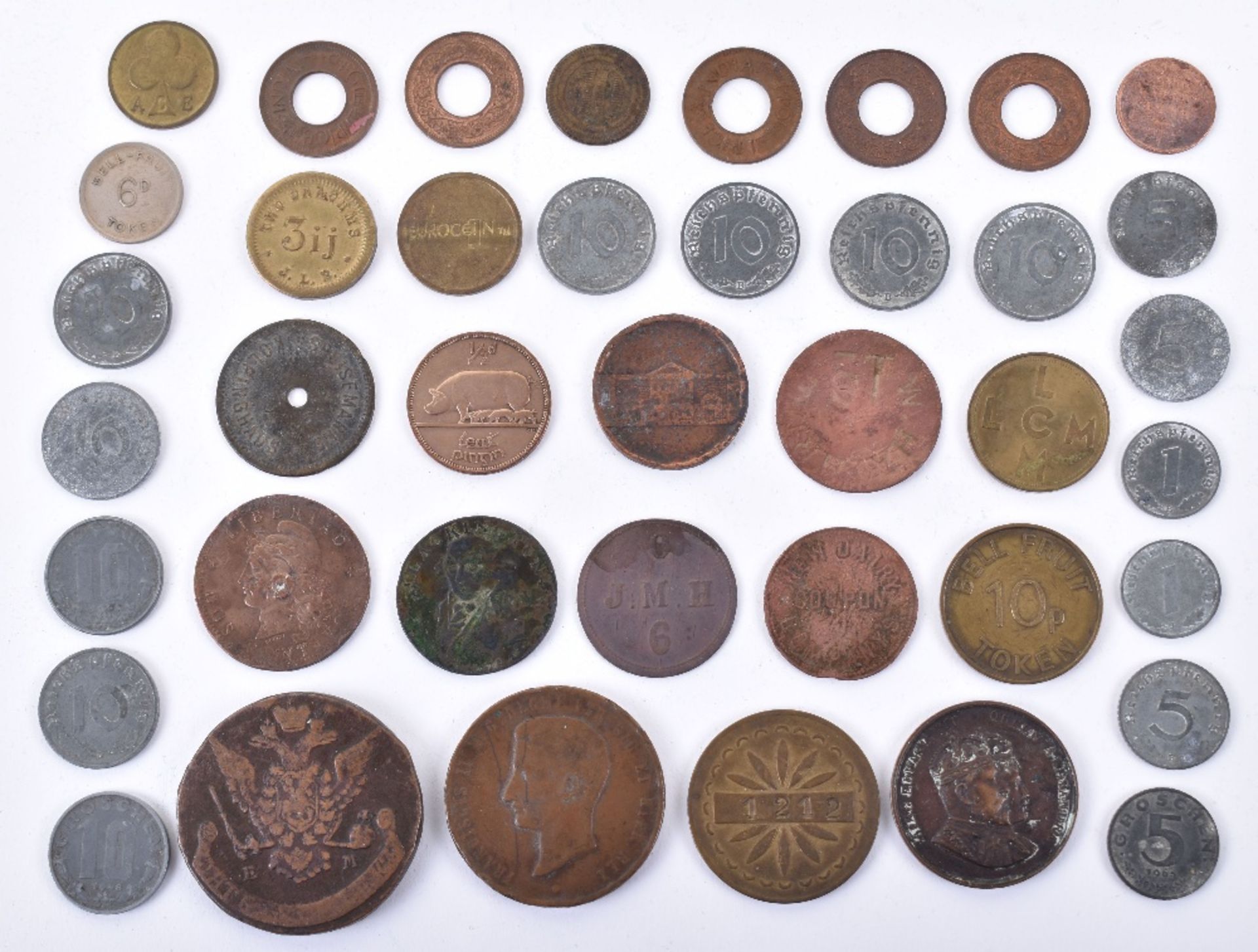 A selection of world coins
