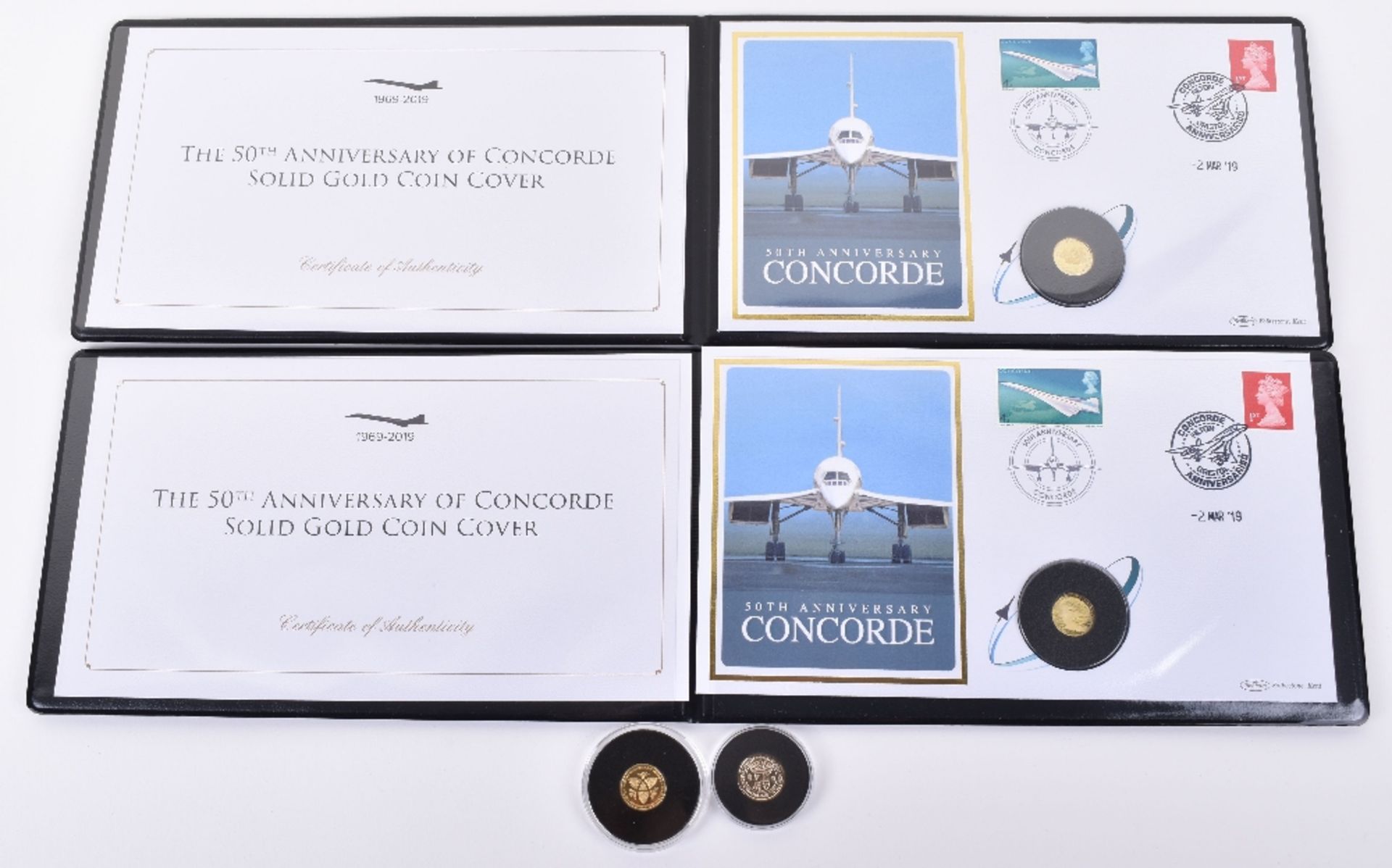 Four 9ct gold proof coins