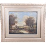 Three Joseph Thors (1843-1898) oil on boards with country scenes