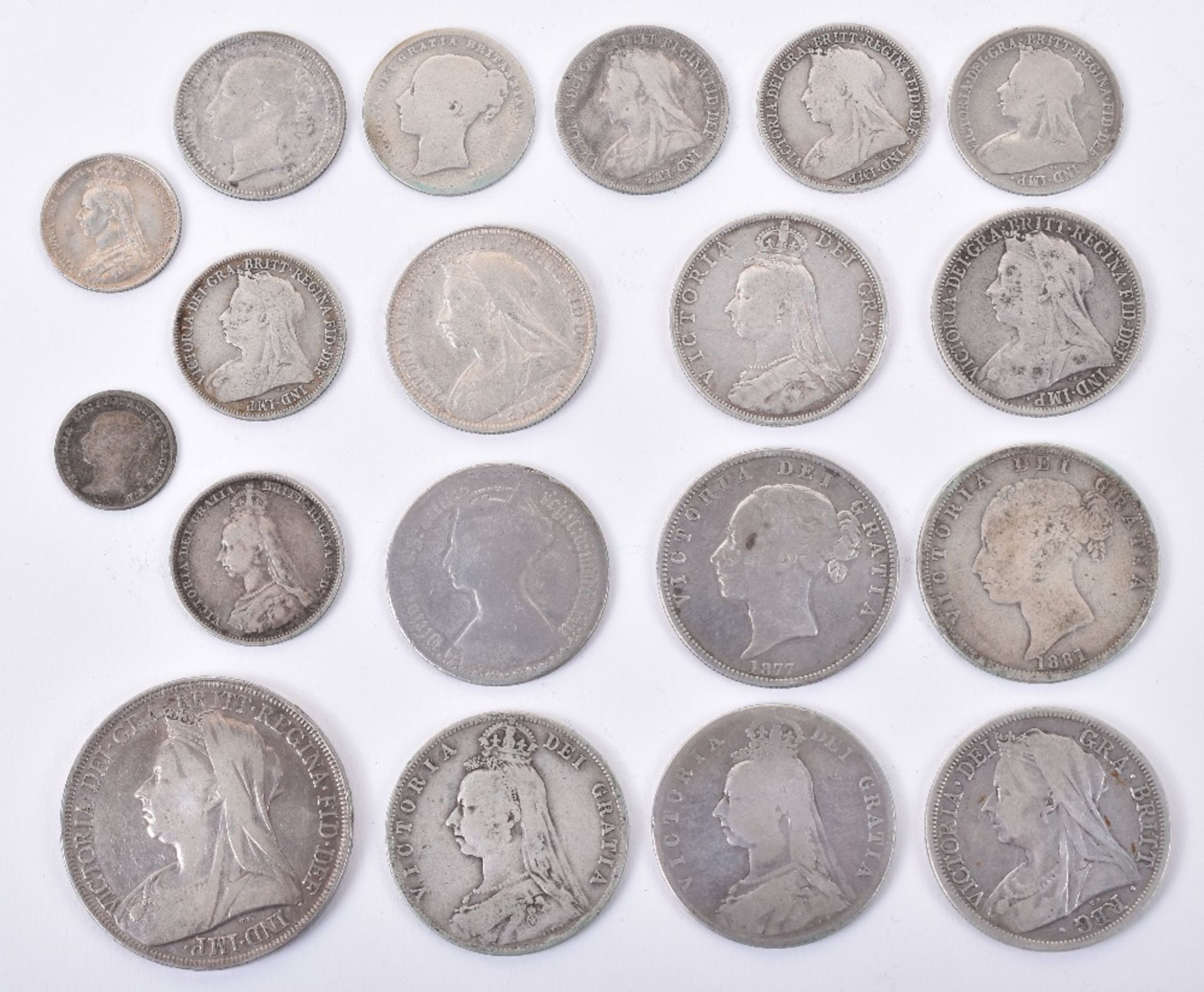 A selection of Victoria silver coins