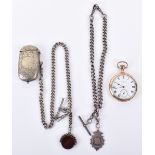 An Elgin gold plated pocket watch, with some silver items