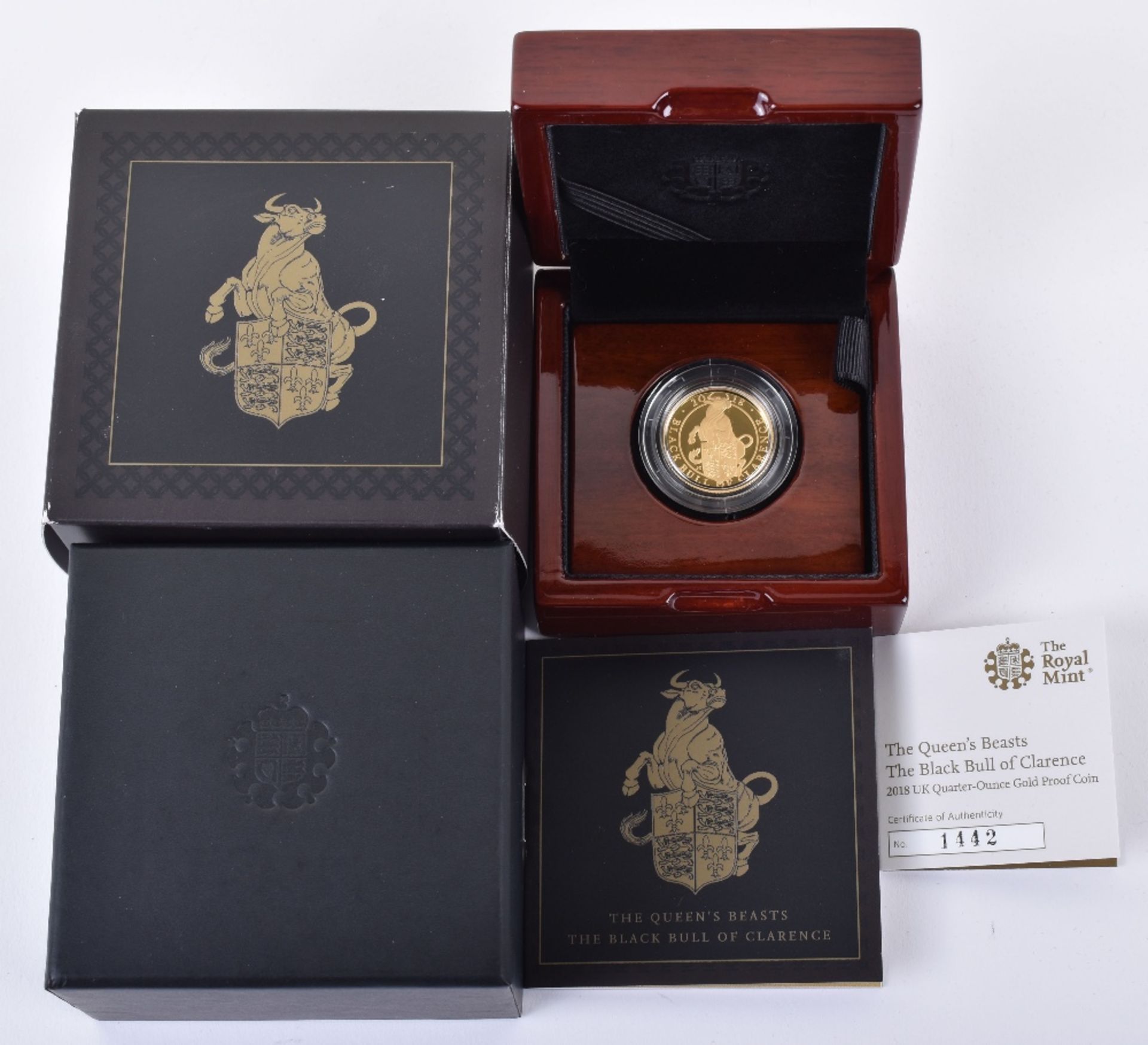 The Queen’s Beasts, The Black Bull of Clarence, .999 fine gold, 2017 Proof Coin